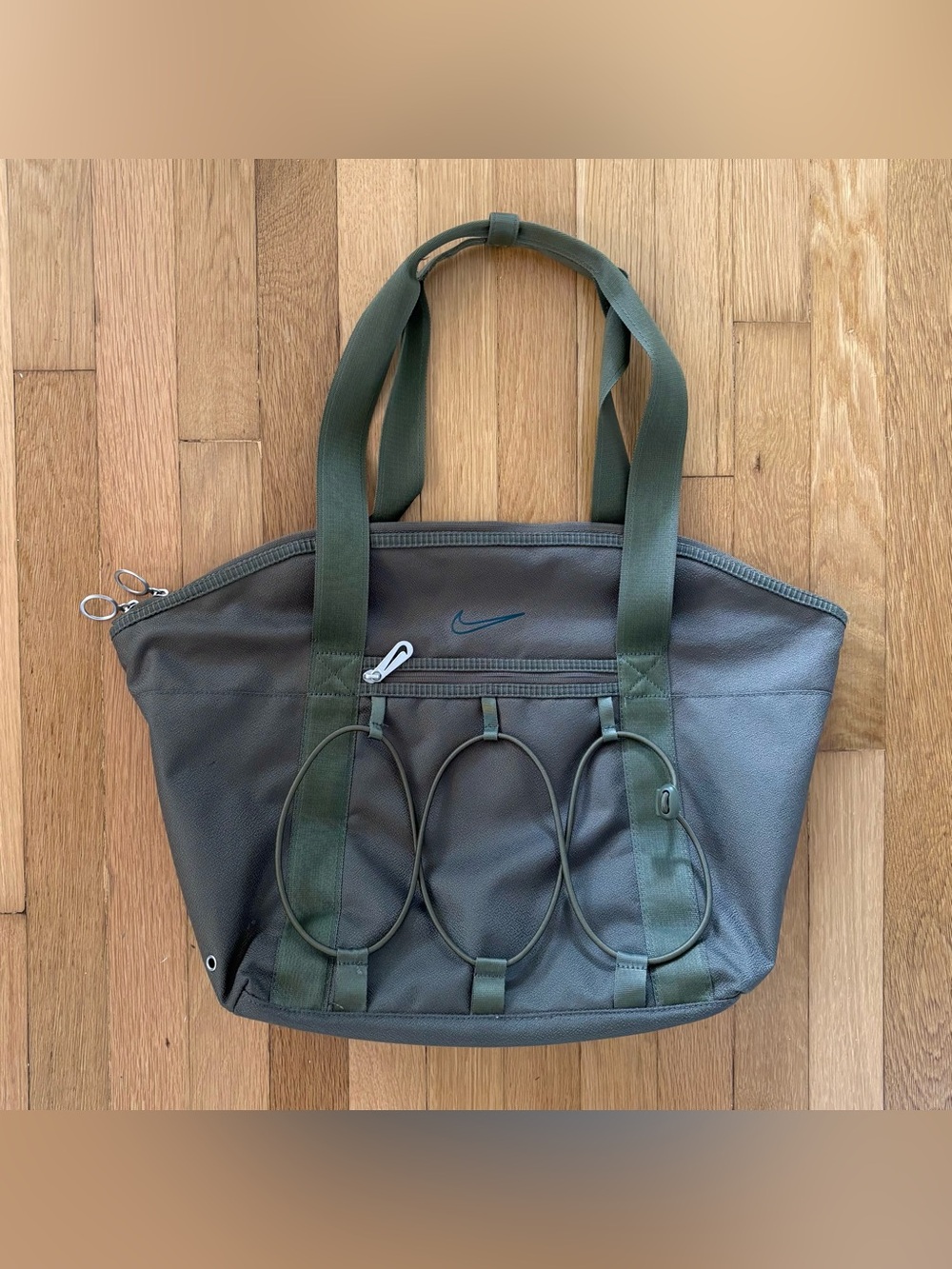Nike One Training Tote Bag Olive Green Bungee Utility Travel Shoulder Bag Yoga